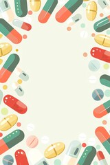 Pharmacology, border, background wallpaper, blank in the middle, minimalism, negative space, used for postcard template