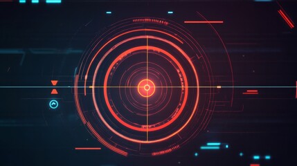 Futuristic HUD target interface with crosshairs, used for radar screens, gaming dashboards, and UI panels. 