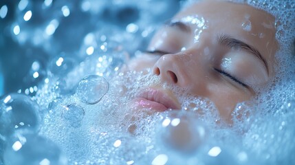 Fototapeta premium Serenity in bubbles during a relaxing bath session