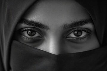 Naklejka premium A woman looking forward with a calm and focused gaze, showcasing her individual expression.