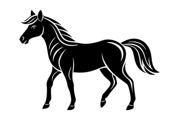 Stylized Horse Silhouette Vector Illustration on White Canvas
