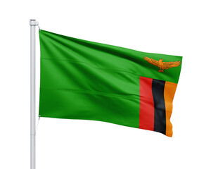 Zambia national flag on white background.