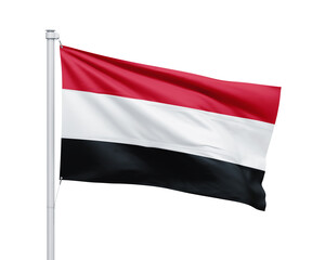 Yemen national flag on white background.