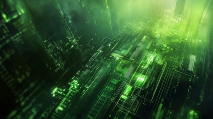 Green tech and futuristic innovation backdrop with abstract environment-themed technology design.