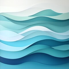 Fototapeta premium A serene abstract representation of ocean waves in soothing shades of blue and green, ideal for calming environments.