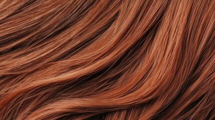 Fototapeta premium Close-up of rich, flowing auburn hair texture on a neutral background.