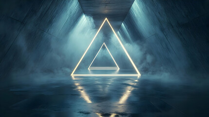 Futuristic Glowing Triangle 3D Render