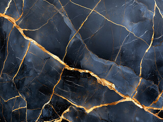 Fototapeta premium Elegant black marble with striking golden veins, perfect for luxurious backgrounds and design inspiration.