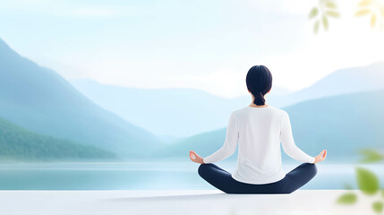 A person sitting calmly in a meditative pose, radiating self-belief and tranquility. Reduce stress in living and investing and doing business.