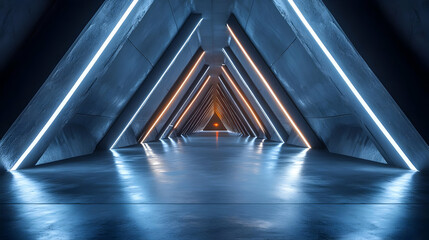 Abstract 3D Tunnel with Neon Lights