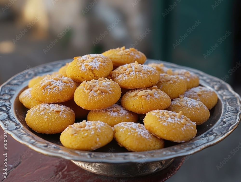 Wall mural a delightful serving of freshly baked golden brown sugar cookies generously coated with cinnamon and