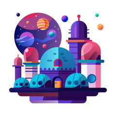 Obraz premium Space portal icon in flat style 