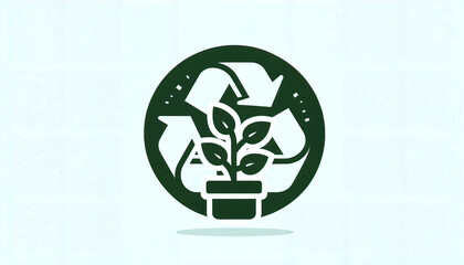 Eco-Friendly Growth: Green Plant in Recycling Symbol