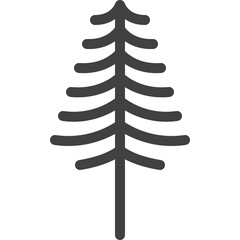 Simple vector new year Christmas tree outline icon on white background