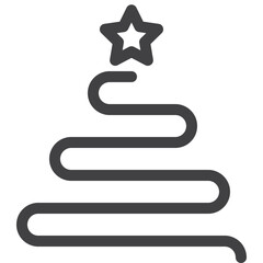 Simple vector new year Christmas tree outline icon on white background