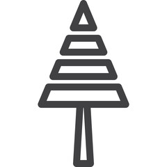 Simple vector new year Christmas tree outline icon on white background