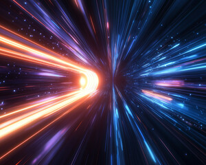 Naklejka premium visualisation of data information transfer flowing through the universe at the speed of light