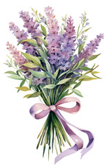 Fototapeta premium Bouquet of Lavenders Tied With Purple Ribbon