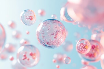 Minimalistic illustration of exosomes in a soft, dreamy design for scientific exploration