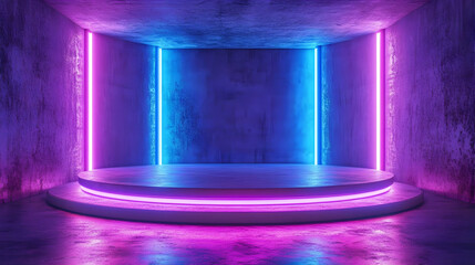 Neon Glow Stage 3D Rendering