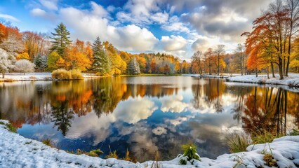Fototapeta premium Picturesque autumn scenery beginning of winter