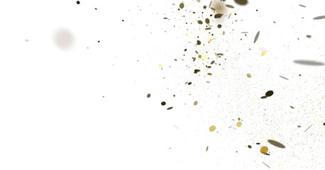 Euphoric Eruption: Magnificent 3D Illustration Showcasing Bursting gold Confetti PNG