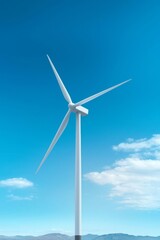 Aerial View of Wind Farm with Spinning Turbines Under Clear Blue Sky  Sustainable Energy Source