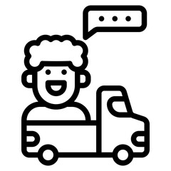truck sale shopman outline icon and illustration