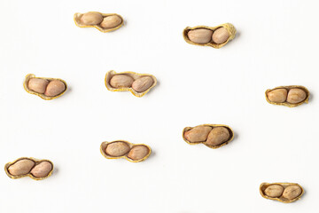 Peanut nuts isolated, peanut seeds isolate, white background, peanut nut isolated on white