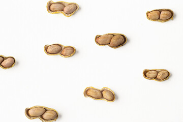 Peanut nuts isolated, peanut seeds isolate, white background, peanut nut isolated on white