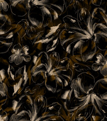 Seamless effect flowers pattern, floral illustration. 