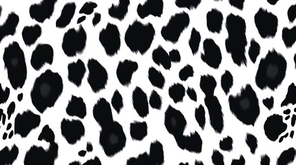 Seamless pattern of black leopard print on a white background.