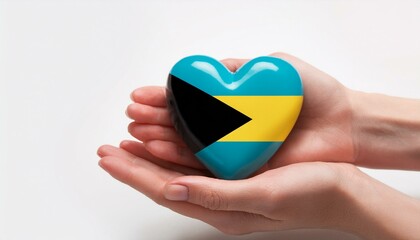 手で持っているバハマの国旗のハート(Heart of Bahamas flag held in hand.)
