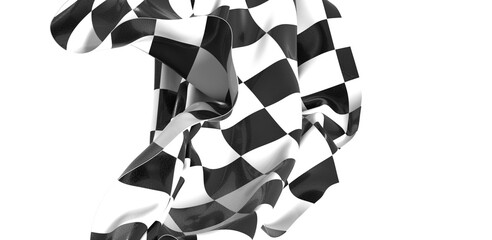  Image of motor racing black and white checkered finish flag waving