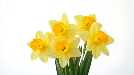Fototapeta premium Yellow daffodils flowers isolated on white background
