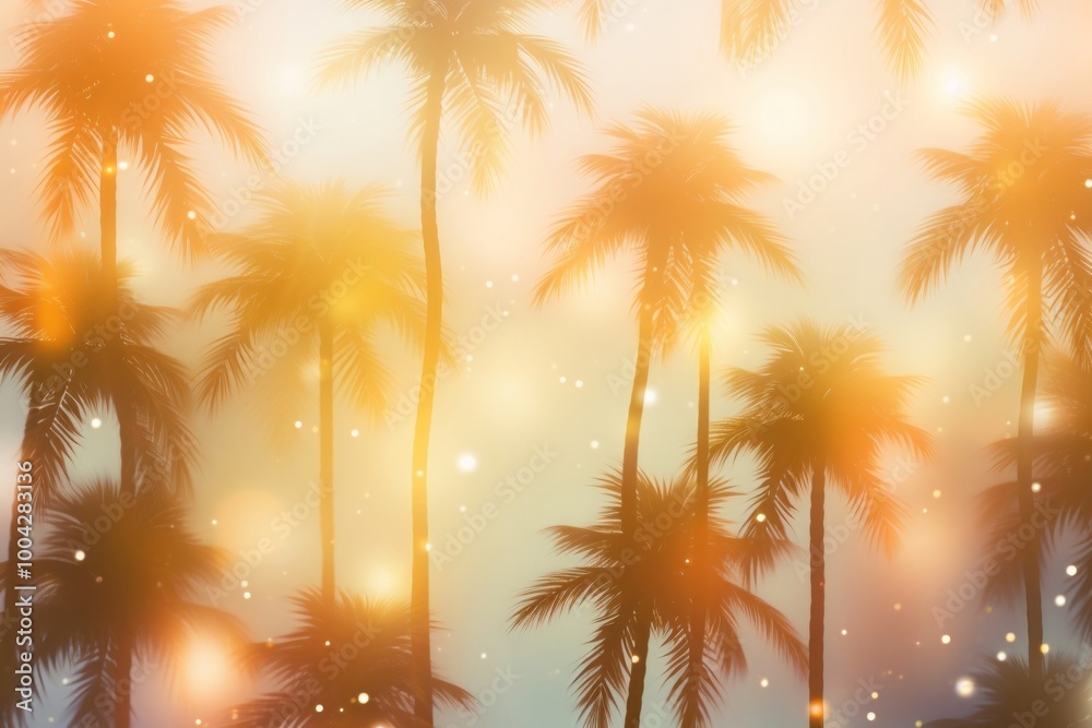 Poster Palm tree shape pattern bokeh effect backgrounds sunlight outdoors.