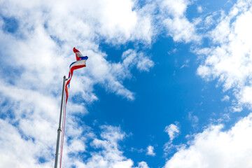 Thai Flag with Clear Blue Sky