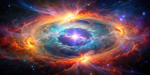 Fototapeta premium Ethereal Nebula with Vibrant Colors and Pulsating Energy Creating a Stunning Cosmic Mirage Effect