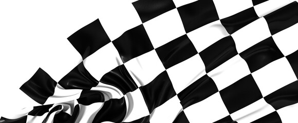  Image of motor racing black and white checkered finish flag waving