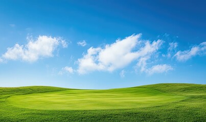 Fototapeta premium A large, open field with a blue sky and a few clouds