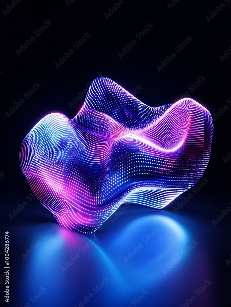 Poster abstract light waves in vibrant neon colors creating a mesmerizing visual effect on a dark backgroun
