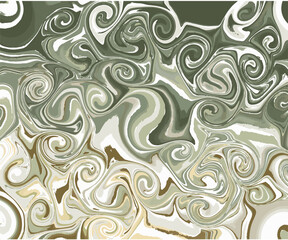 A swirl of colors and shapes that are all different shades of green. The image has a dreamy, whimsical feel to it