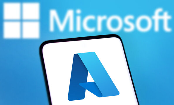 Dhaka, Bangladesh- 1 Oct 2024: Microsoft Azure logo is displayed on smartphone.