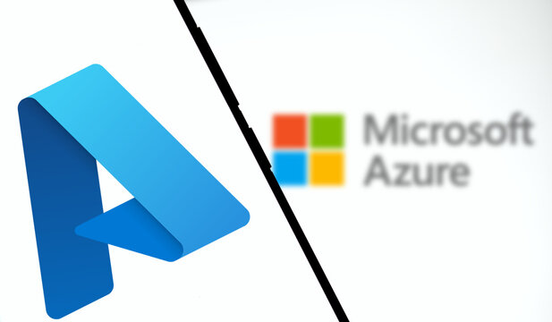 Dhaka, Bangladesh- 1 Oct 2024: Microsoft Azure logo is displayed on smartphone.