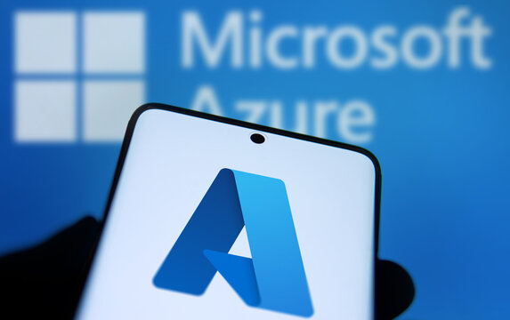 Dhaka, Bangladesh- 1 Oct 2024: Microsoft Azure logo is displayed on smartphone.