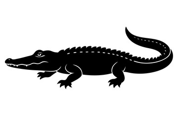 Alligator Black silhouette vector illustration on white background
