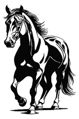 Obraz premium Horse . Black and white animal graphics. Logo design for use in graphics. Print for T-shirts, design for tattoos.