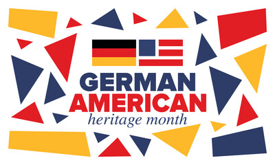 German-American Heritage Month. Happy holiday celebrate annual in October. Germany and United States flag. Culture month. Patriotic design. Poster, card, banner, template. Vector illustration