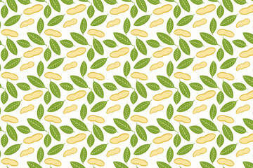 Flat beans and leaves seamless pattern vector