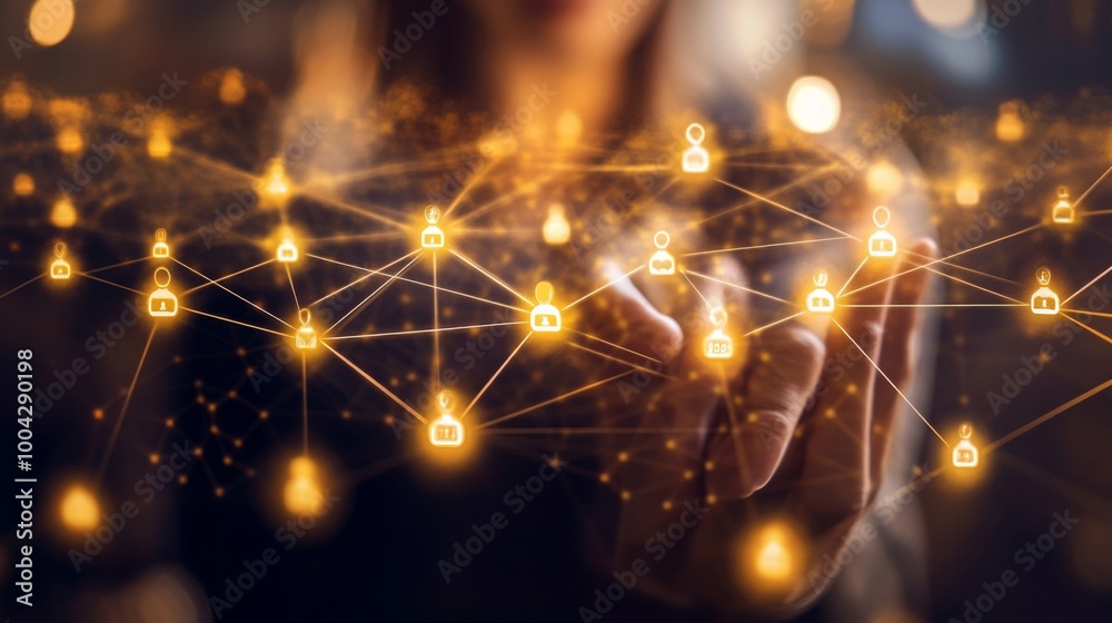 Aufkleber a glowing network of connections and locks emanates from an outstretched hand, symbolizing digital s